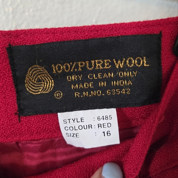 Vintage Giorgio Sant Angelo Red Wool Trousers Size 16 - Picture 7 of 7